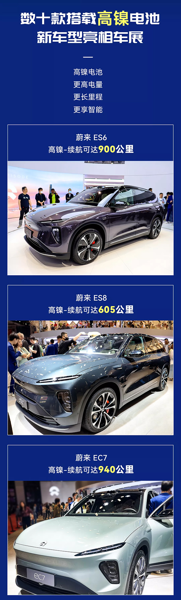 搭载高镍三元电池 上海车展数十款新车全球首发亮相 搭载高镍三元电池 上海车展数十款新车全球首发亮相