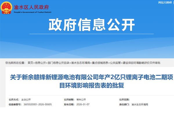 总投资3.16亿元!赣锋新锂源锂电池二期项目获批开工 总投资3.16亿元!赣锋新锂源锂电池二期项目获批开工