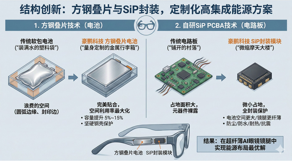 结构创新:方钢叠片与SiP封装,定制化高集成能源方案 结构创新:方钢叠片与SiP封装,定制化高集成能源方案