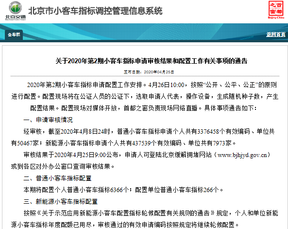 北京新能源指标总申请人数约43.75万 个人新申请者或将轮候9年