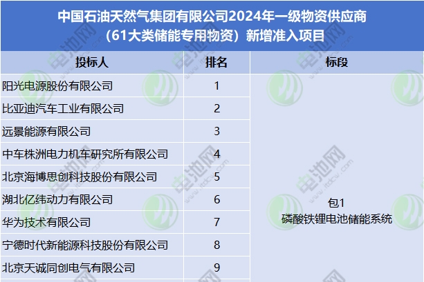 117家投标！22家入围！中国石油储能供应商公示