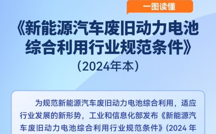 一图读懂《新能源汽车废旧动力电池综合利用行业规范条件(2024年本)》