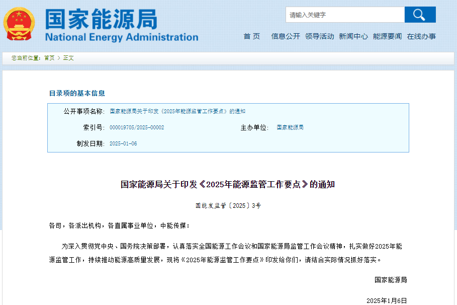 强化新能源并网消纳监管！2025年能源监管工作要点发布