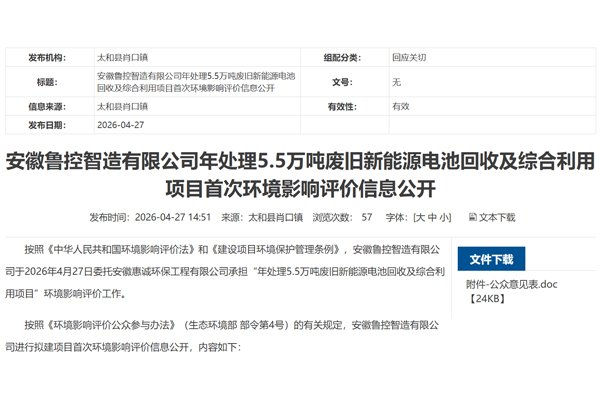 3亿元！安徽阜阳一年处理5.5万吨电池回收项目有新动态